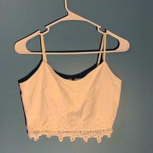 White Cropped Tank Top